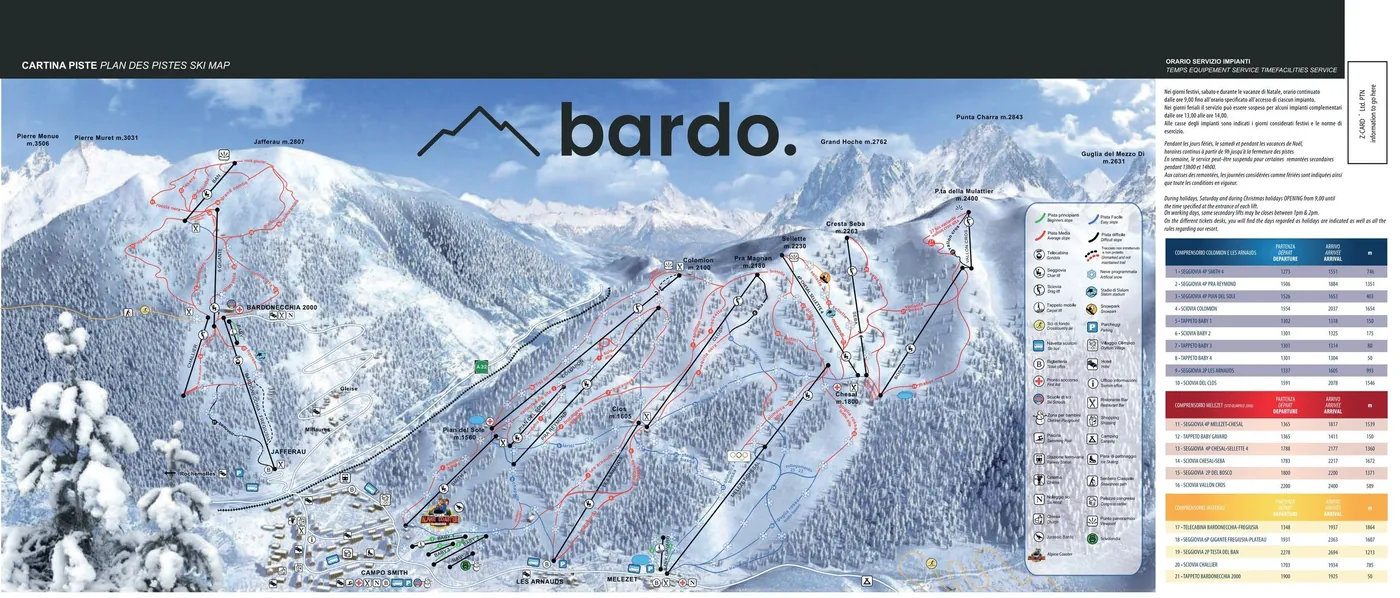 Pistkarta över Bardonecchia