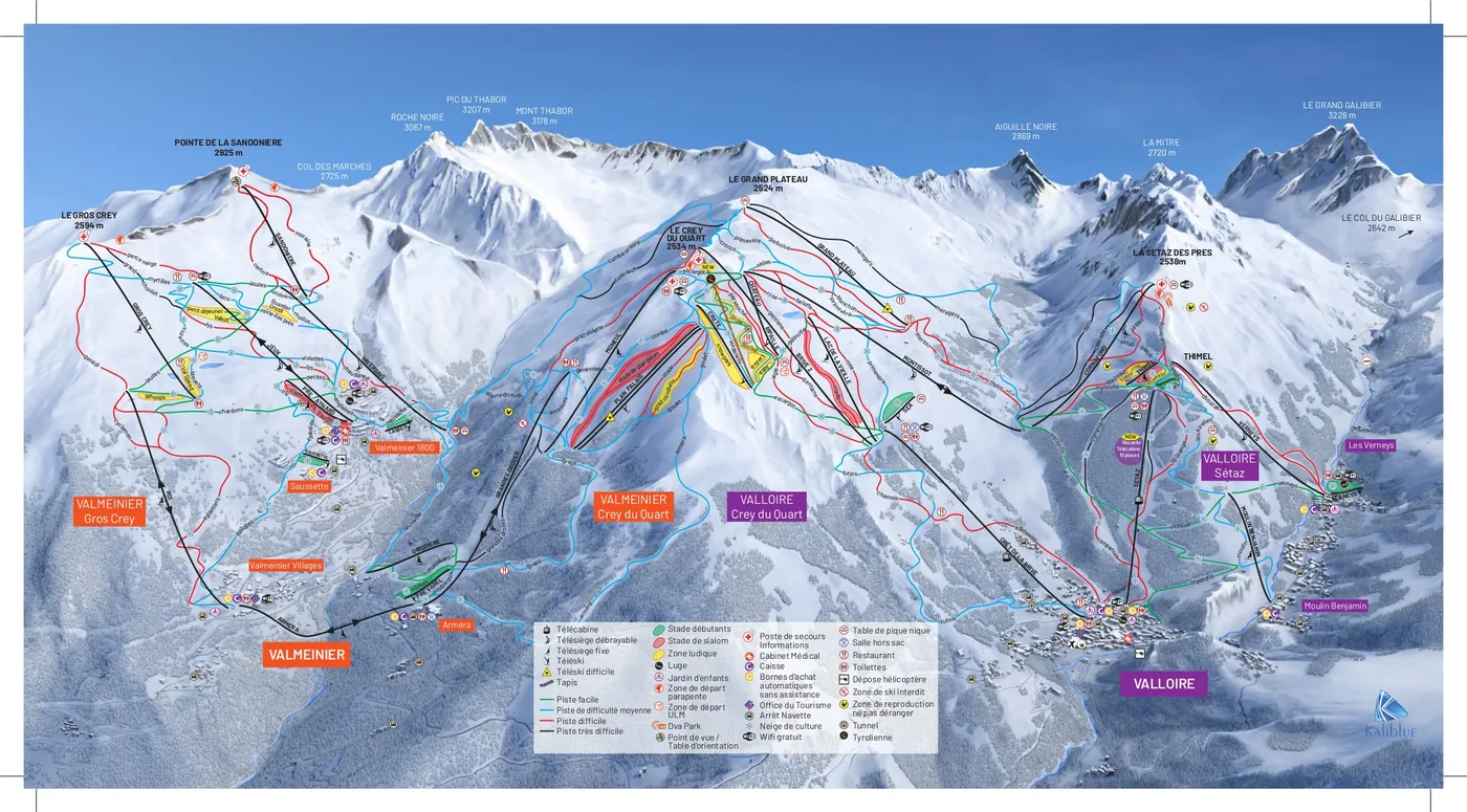 Pistkarta över Valloire
